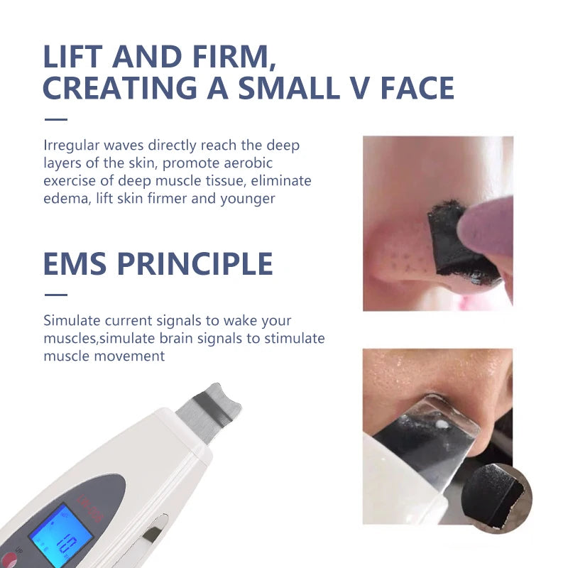 Ultrasonic Skin Scrubber Facial Deep Cleansing Machine To Remove Acne Exfoliating Blackheads Facial Massage and Lifting LW006
