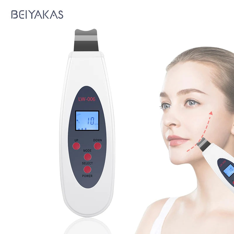 Ultrasonic Skin Scrubber Facial Deep Cleansing Machine To Remove Acne Exfoliating Blackheads Facial Massage and Lifting LW006