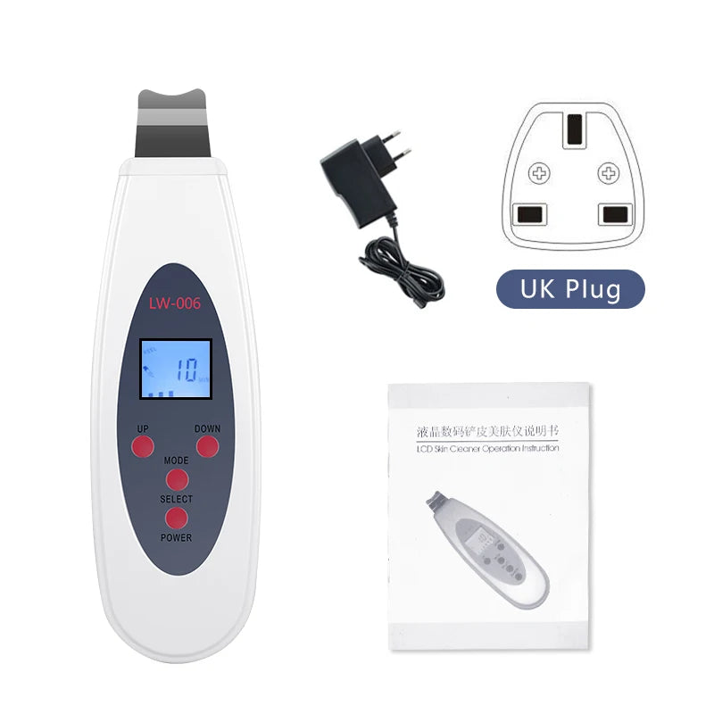 Ultrasonic Skin Scrubber Facial Deep Cleansing Machine To Remove Acne Exfoliating Blackheads Facial Massage and Lifting LW006