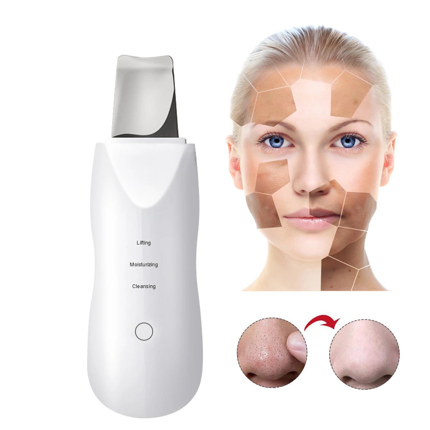 Ultrasonic Skin Scrubber Face Spatula Blackhead Remover Shovel Clean Scrubber Vibration Facial lifting Facial Iifting Skin Care