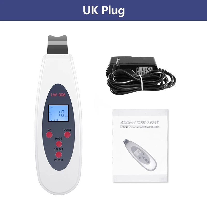 Ultrasonic Skin Scrubber Deep Face Cleaning Machine RemoveFacial Massager Ultrasound Peeling Clean Tone Lift LW006