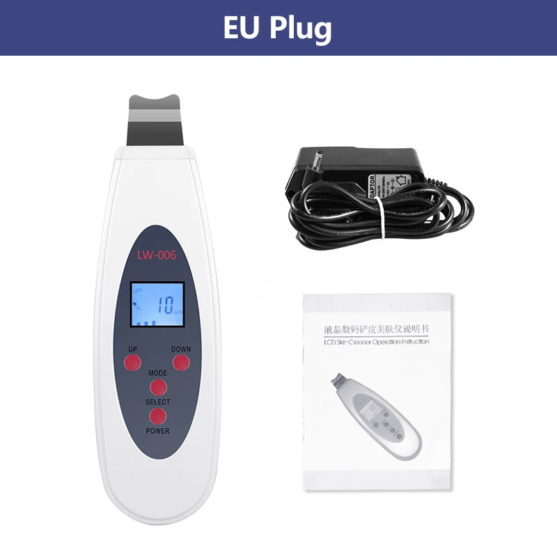 Ultrasonic Skin Scrubber Deep Face Cleaning Machine RemoveFacial Massager Ultrasound Peeling Clean Tone Lift LW006