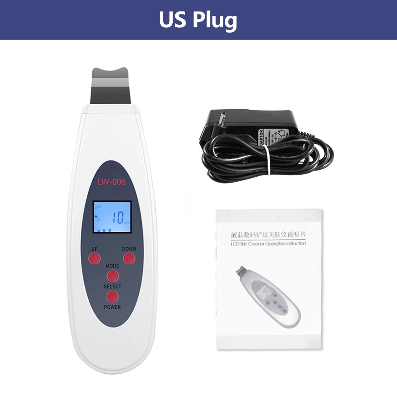 Ultrasonic Skin Scrubber Deep Face Cleaning Machine RemoveFacial Massager Ultrasound Peeling Clean Tone Lift LW006